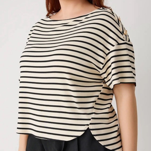 NWT Cider • Striped Boatneck Top - Picture 2 of 8